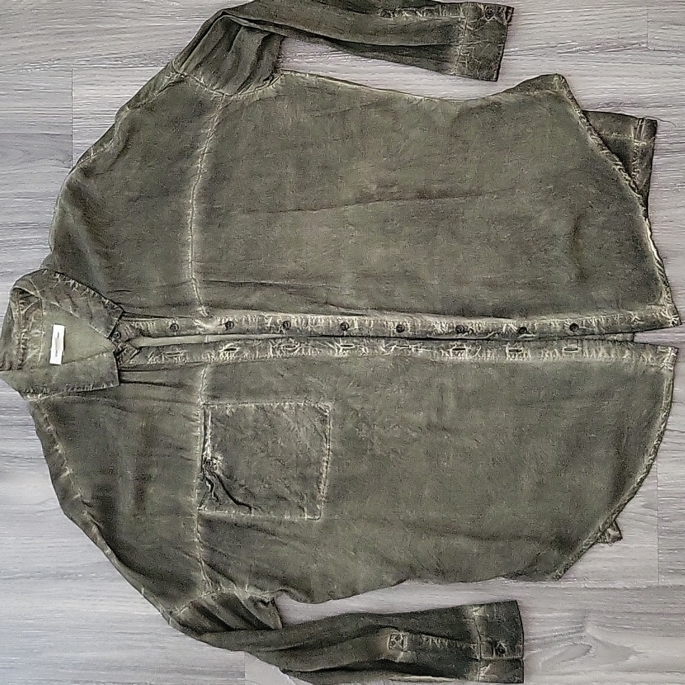 Silence + Noise garment dyed button up top